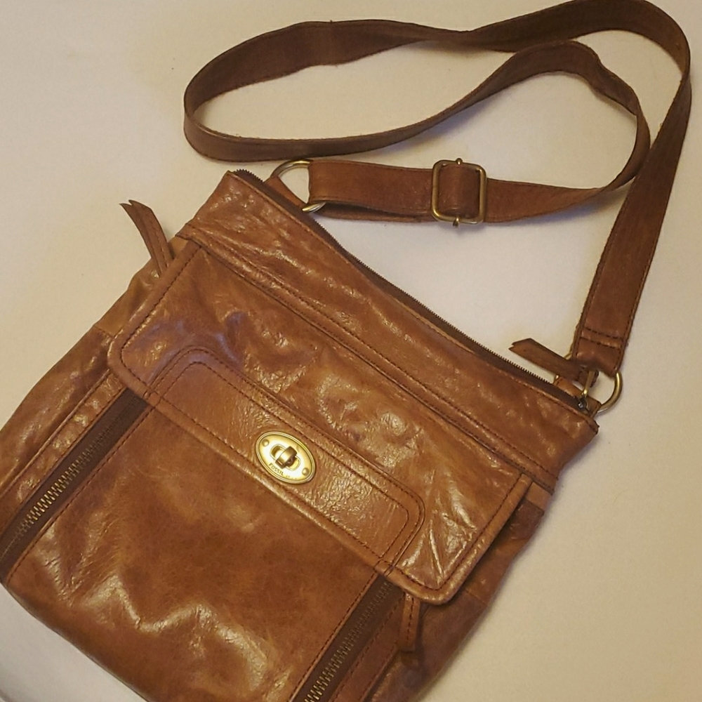 Cross body Fossil brown leather bag